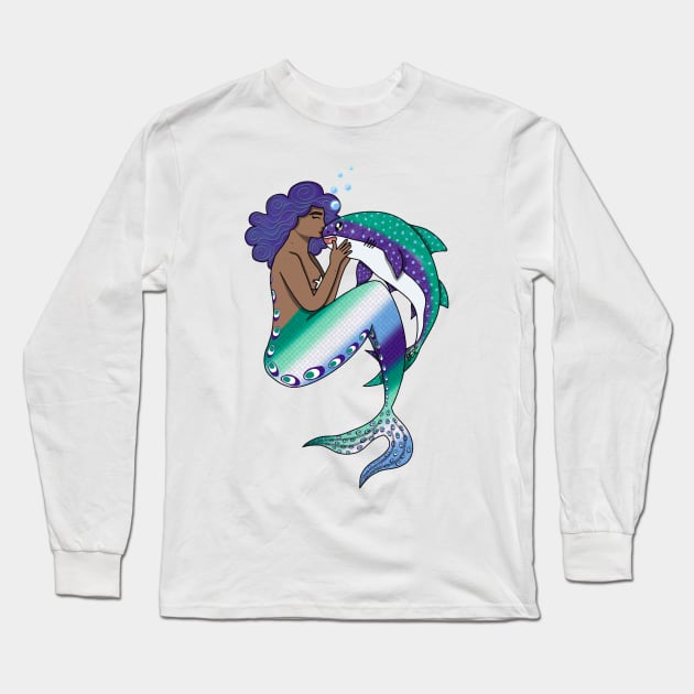 Gay MLM LGBTQ+ Pride Mermaid Long Sleeve T-Shirt by SentABearToSpace 